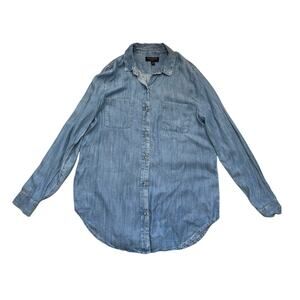 Banana republic soft wash chambray denim style tunic length boyfriend blouse